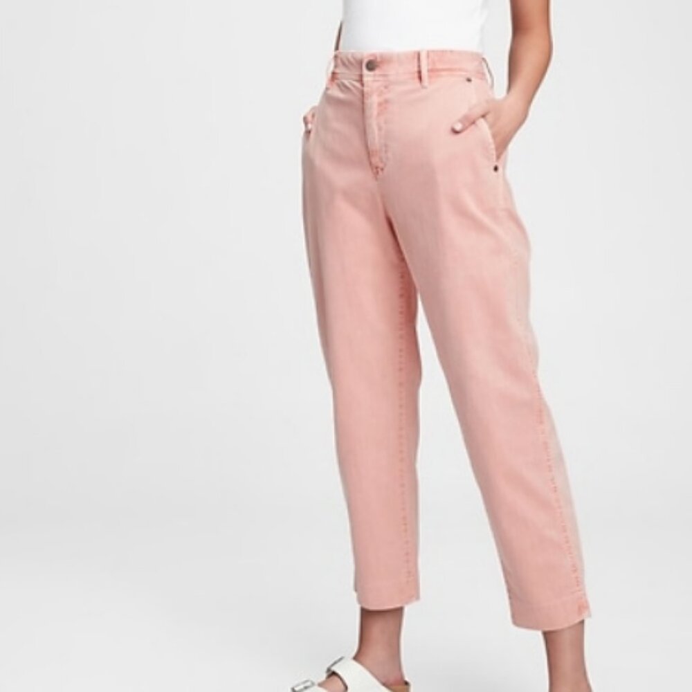 Gap Barrel Khaki High Rise Canvas Pants Rose Dawn Pink Petite Women's 2P